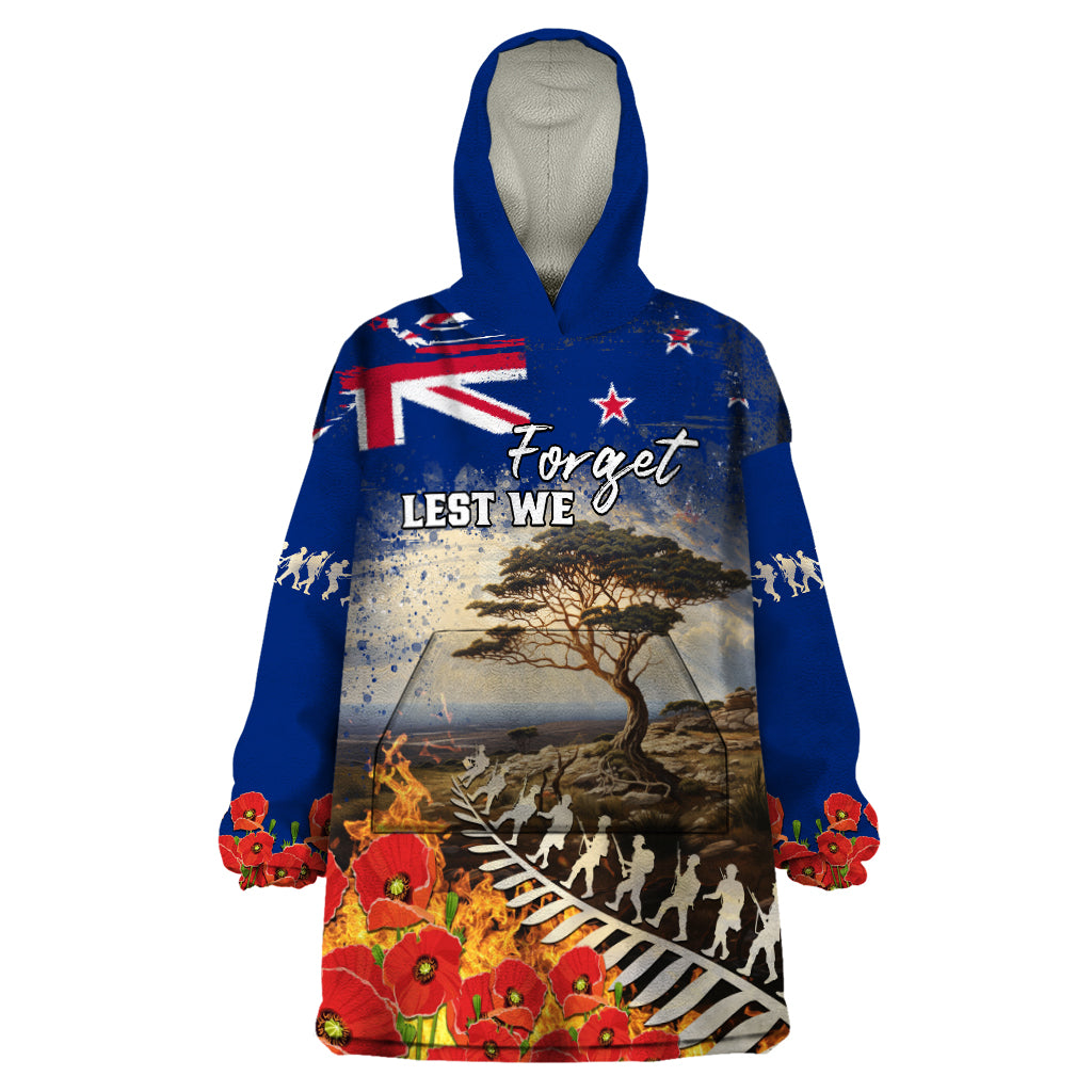 New Zealand ANZAC Day Wearable Blanket Hoodie The Lonesome Pine With Soldier Fern LT05 - Vibe Hoodie Shop