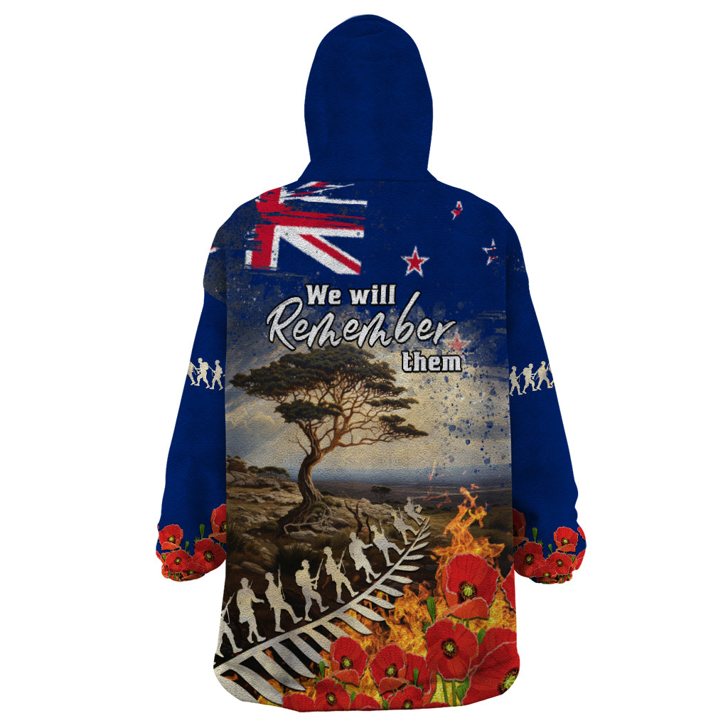 New Zealand ANZAC Day Wearable Blanket Hoodie The Lonesome Pine With Soldier Fern LT05 - Vibe Hoodie Shop