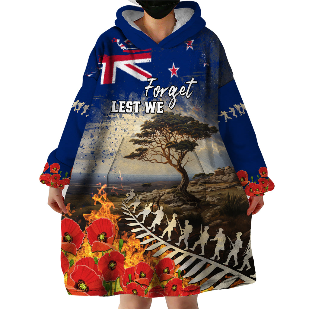 New Zealand ANZAC Day Wearable Blanket Hoodie The Lonesome Pine With Soldier Fern LT05 - Vibe Hoodie Shop