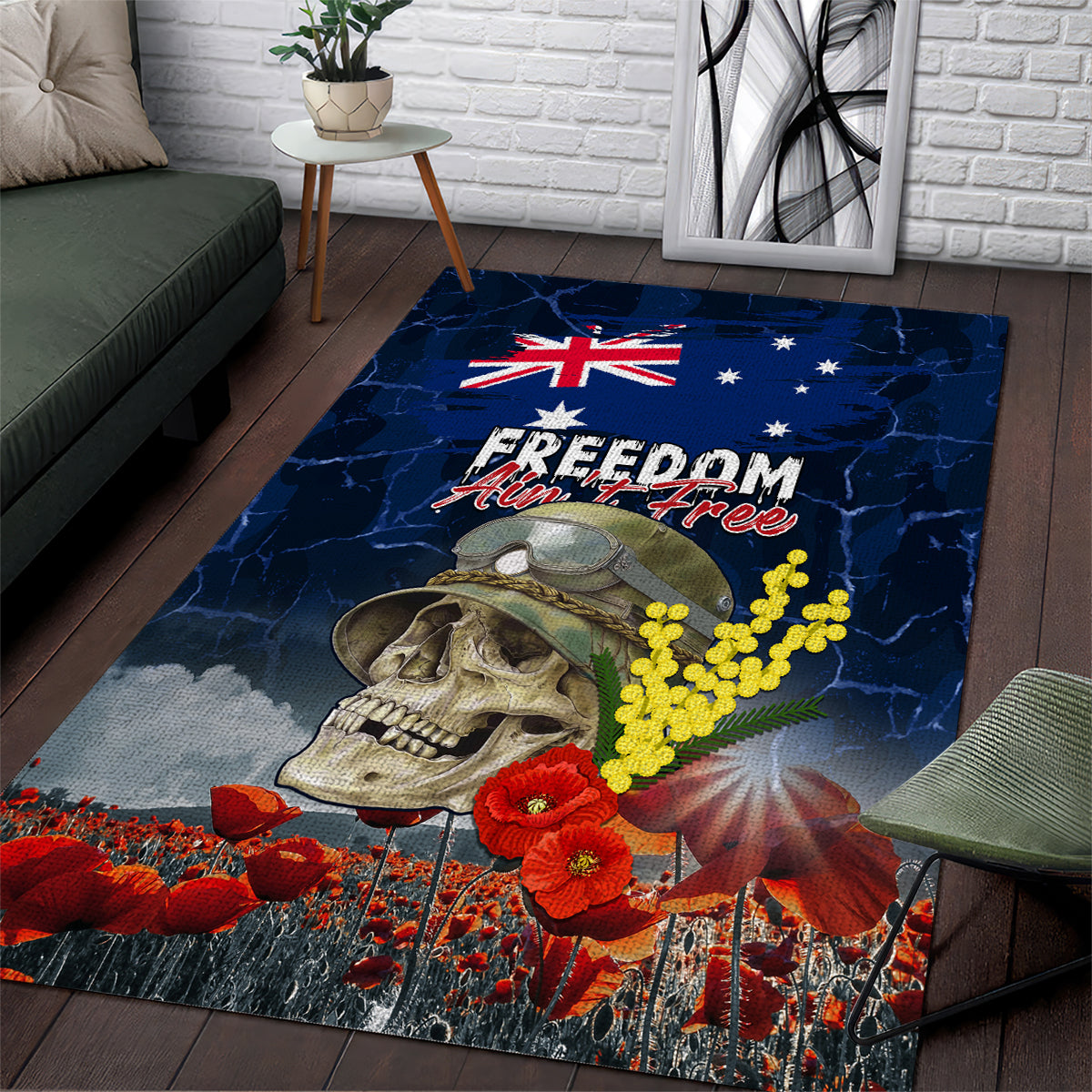 Australia ANZAC Day Area Rug Freedom Ain't Free LT05 - Vibe Hoodie Shop