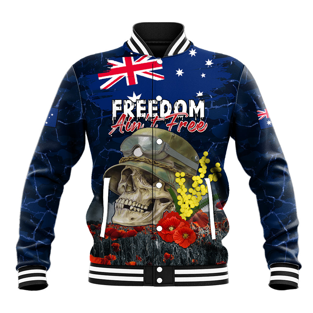 Australia ANZAC Day Baseball Jacket Freedom Ain't Free LT05 - Vibe Hoodie Shop
