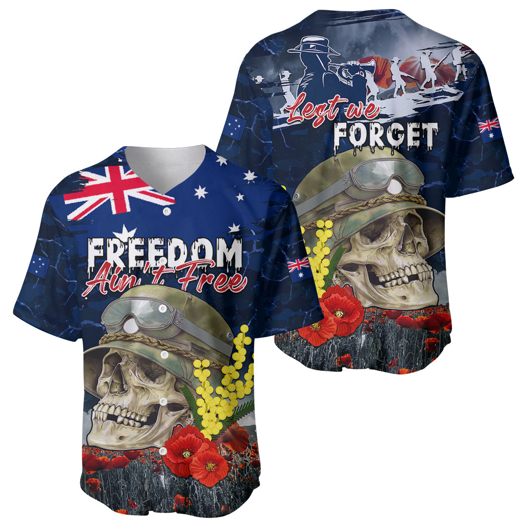 Australia ANZAC Day Baseball Jersey Freedom Ain't Free LT05 - Vibe Hoodie Shop