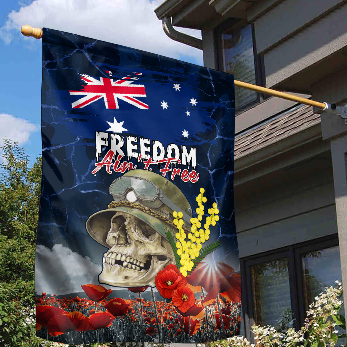 Australia ANZAC Day Garden Flag Freedom Ain't Free LT05 - Vibe Hoodie Shop