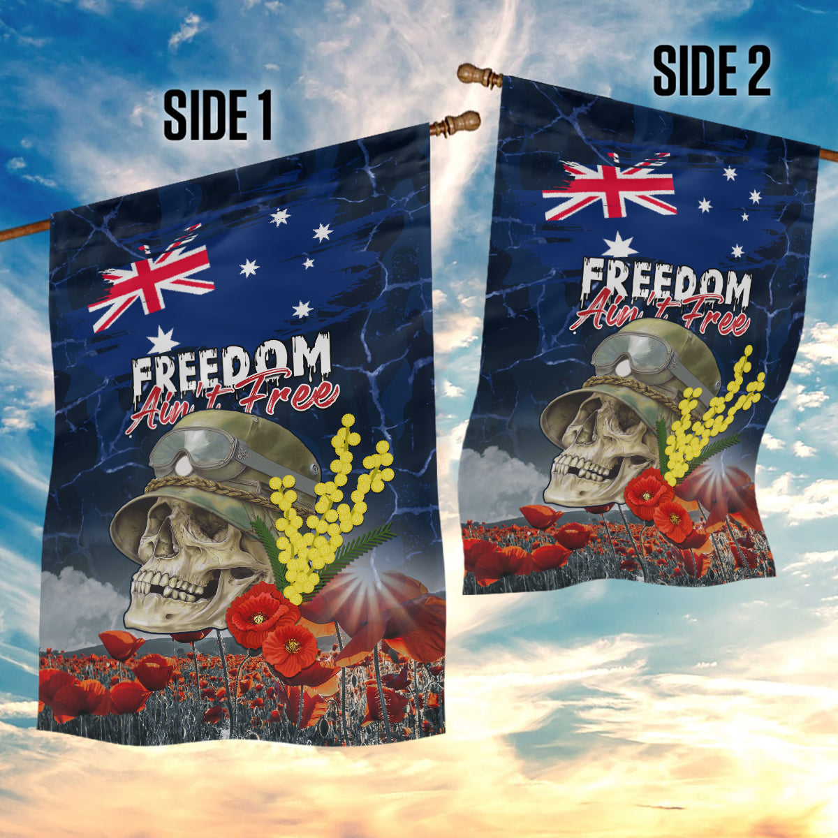 Australia ANZAC Day Garden Flag Freedom Ain't Free LT05 - Vibe Hoodie Shop