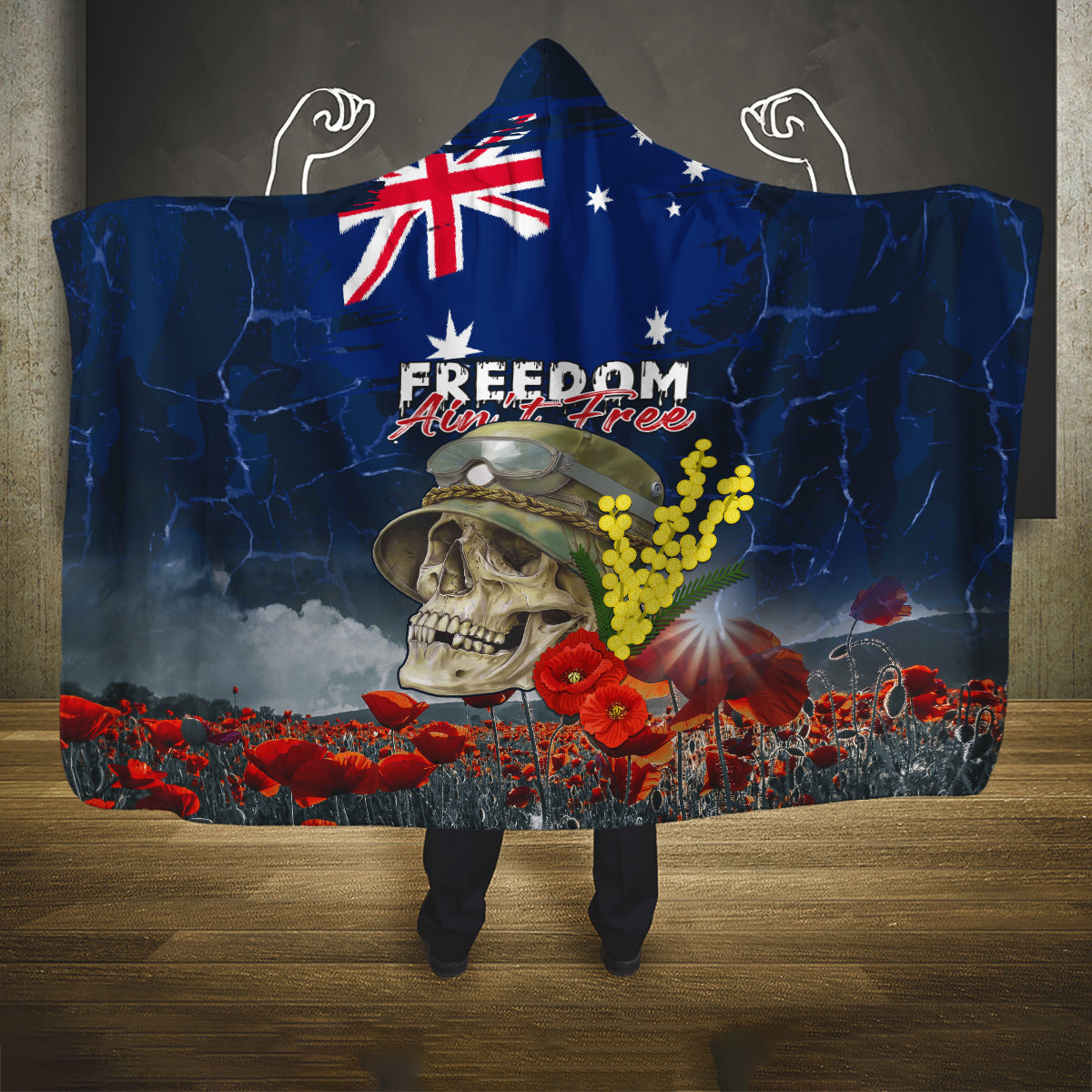 Australia ANZAC Day Hooded Blanket Freedom Ain't Free