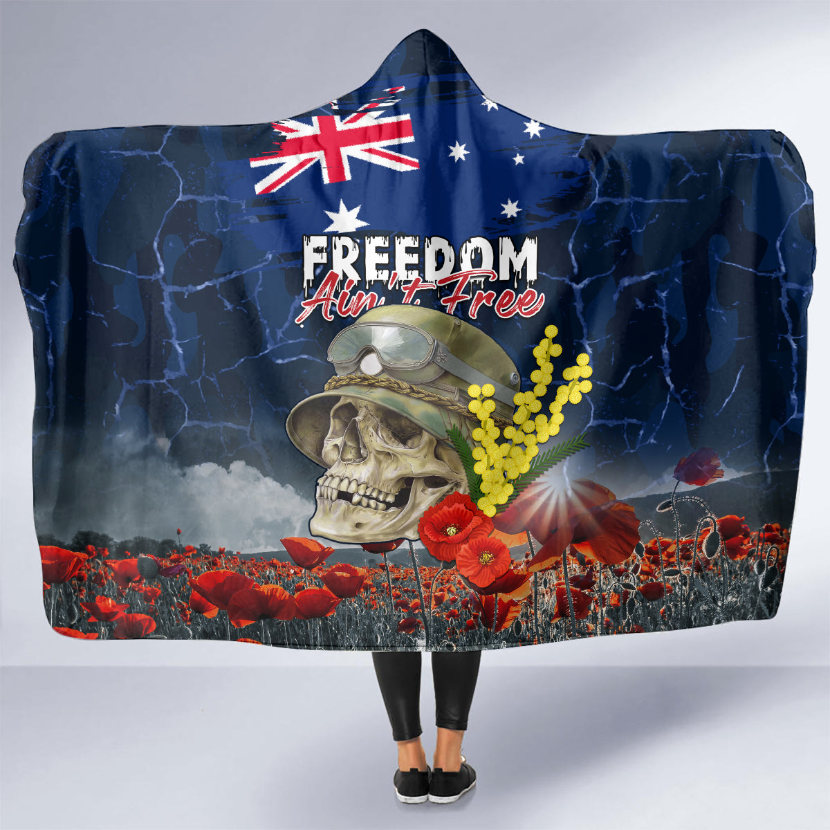 Australia ANZAC Day Hooded Blanket Freedom Ain't Free