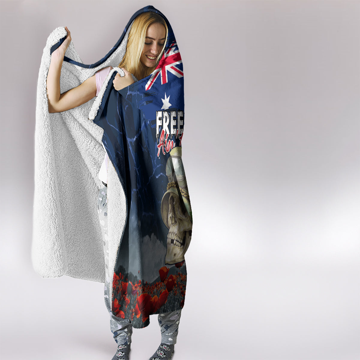 Australia ANZAC Day Hooded Blanket Freedom Ain't Free