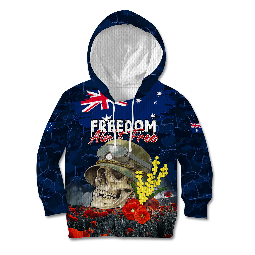 Australia ANZAC Day Kid Hoodie Freedom Ain't Free LT05 - Vibe Hoodie Shop