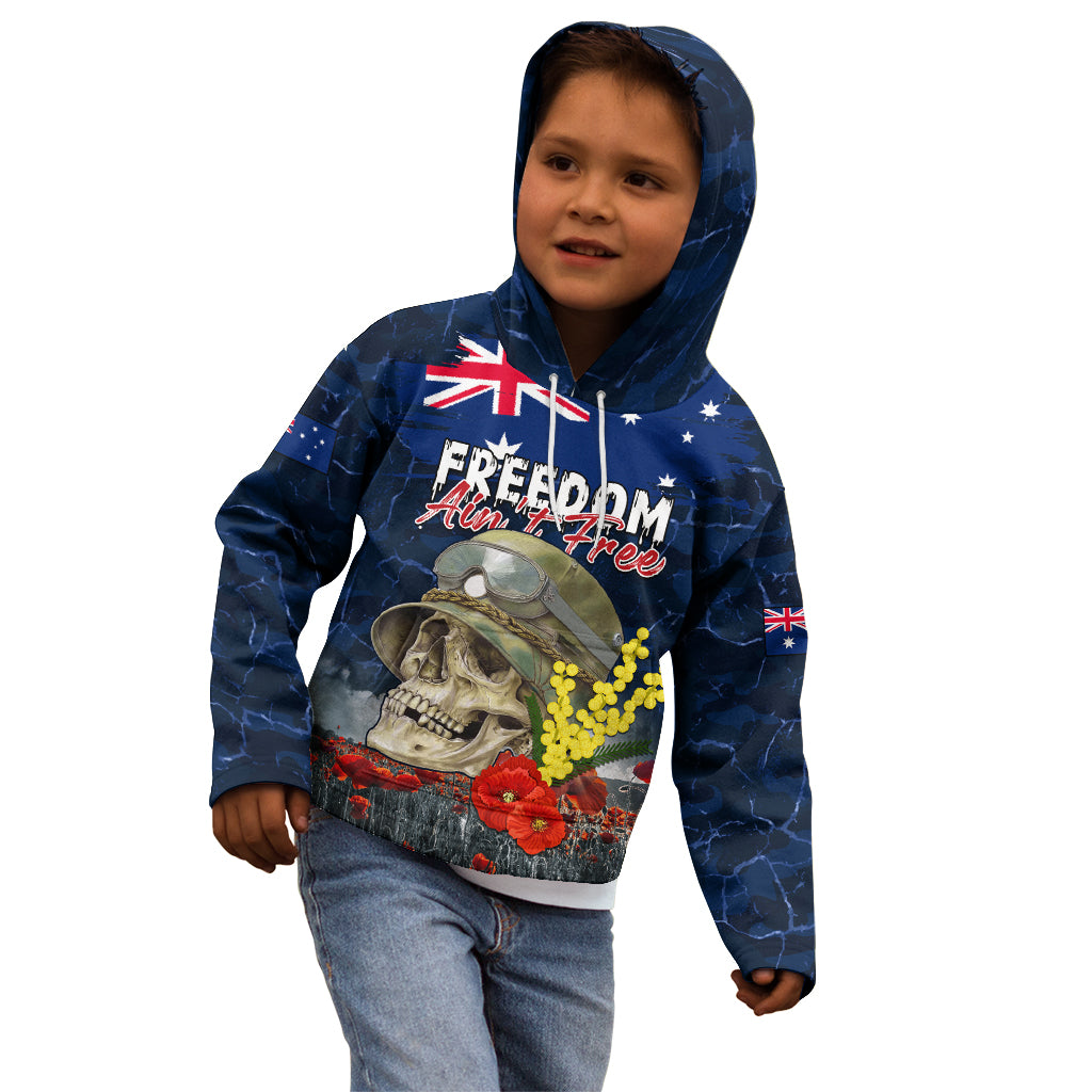 Australia ANZAC Day Kid Hoodie Freedom Ain't Free LT05 - Vibe Hoodie Shop