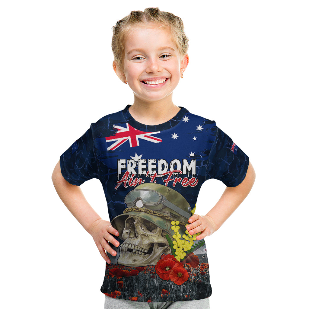 Australia ANZAC Day Kid T Shirt Freedom Ain't Free LT05 - Vibe Hoodie Shop