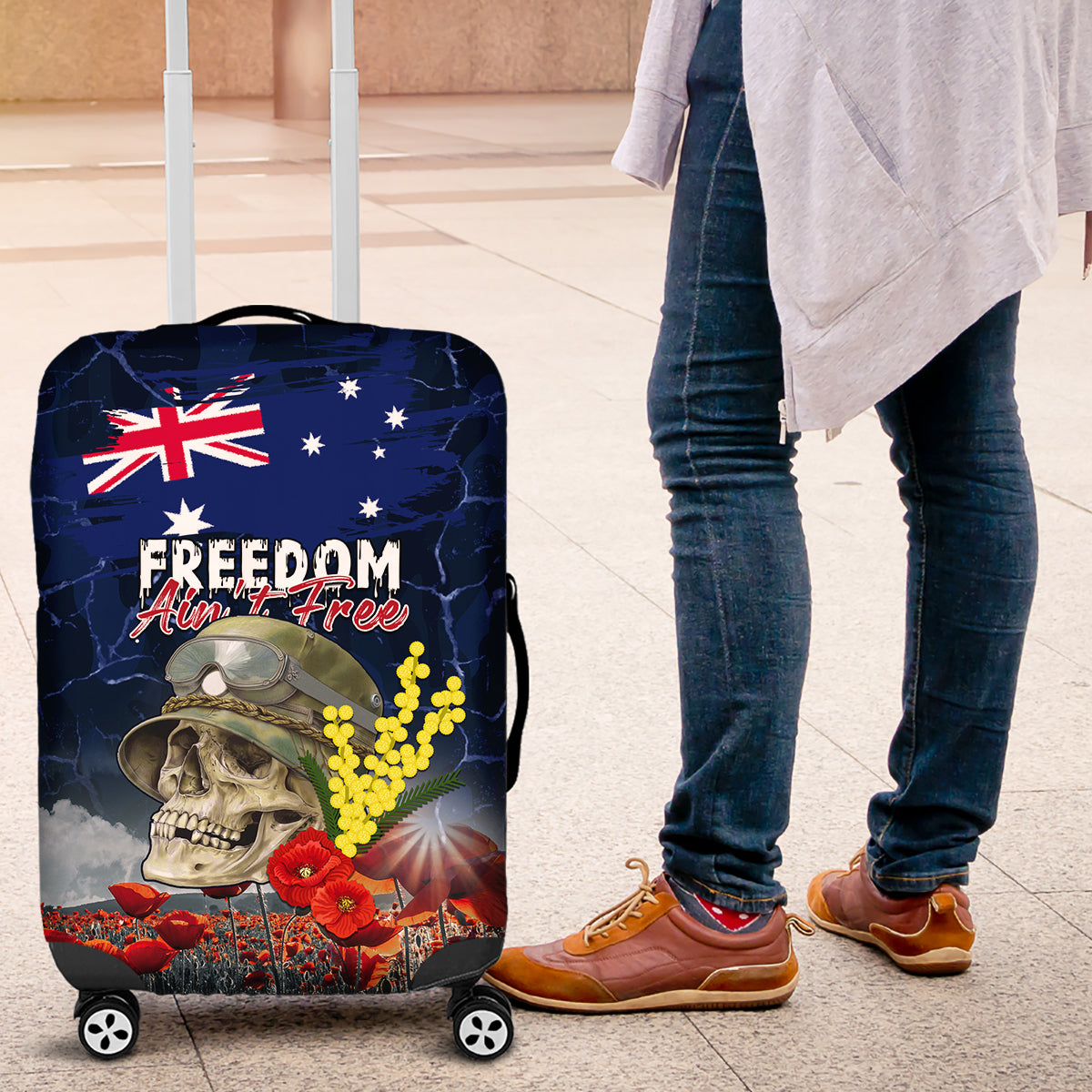 Australia ANZAC Day Luggage Cover Freedom Ain't Free LT05 - Vibe Hoodie Shop