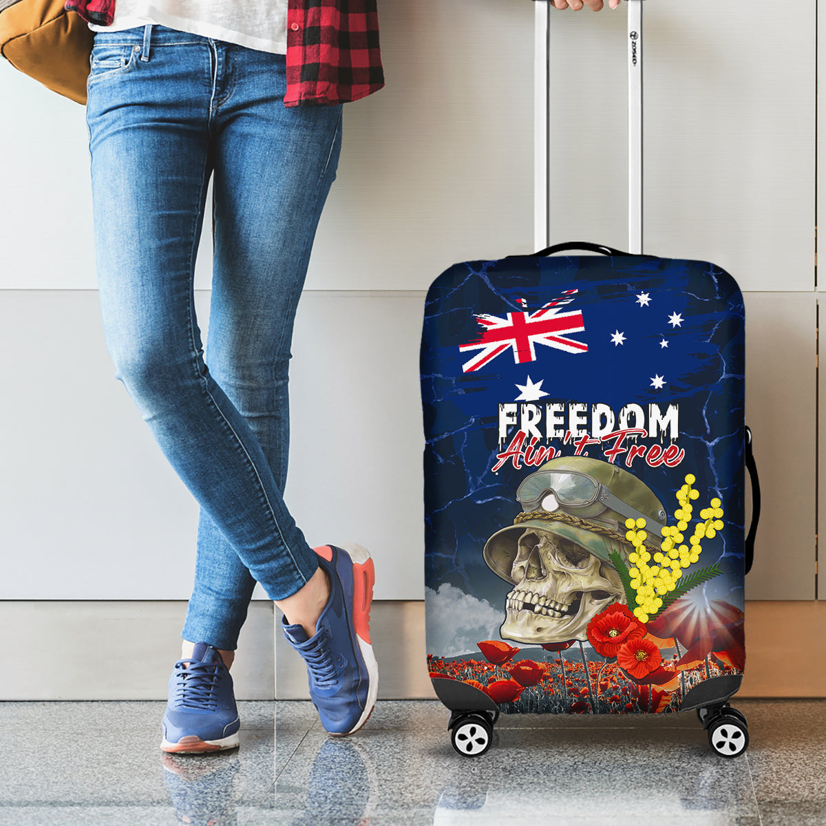 Australia ANZAC Day Luggage Cover Freedom Ain't Free LT05 - Vibe Hoodie Shop