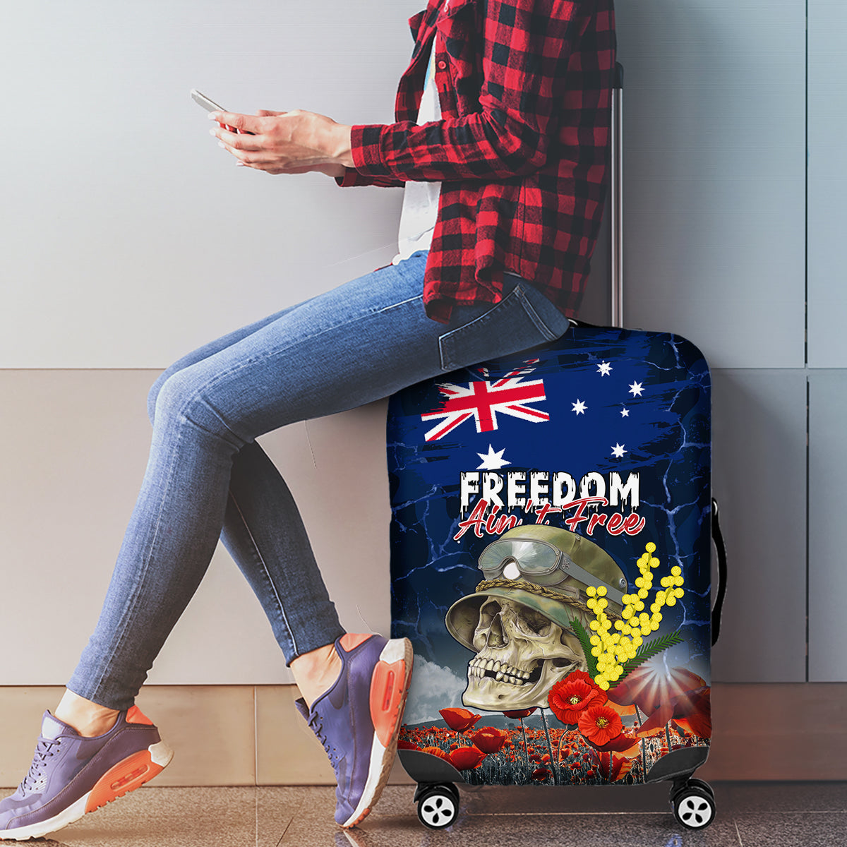 Australia ANZAC Day Luggage Cover Freedom Ain't Free LT05 - Vibe Hoodie Shop
