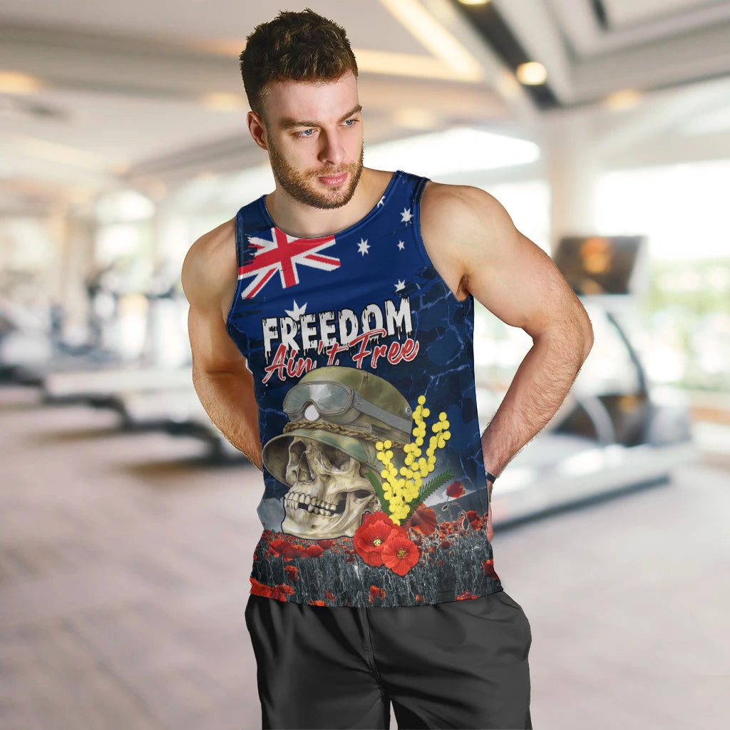 Australia ANZAC Day Men Tank Top Freedom Ain't Free LT05 - Vibe Hoodie Shop