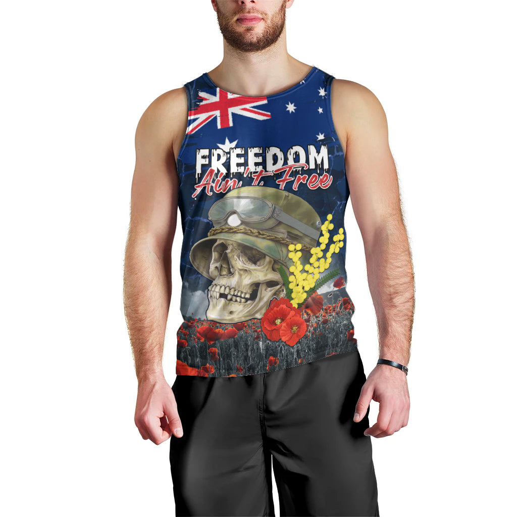Australia ANZAC Day Men Tank Top Freedom Ain't Free LT05 - Vibe Hoodie Shop