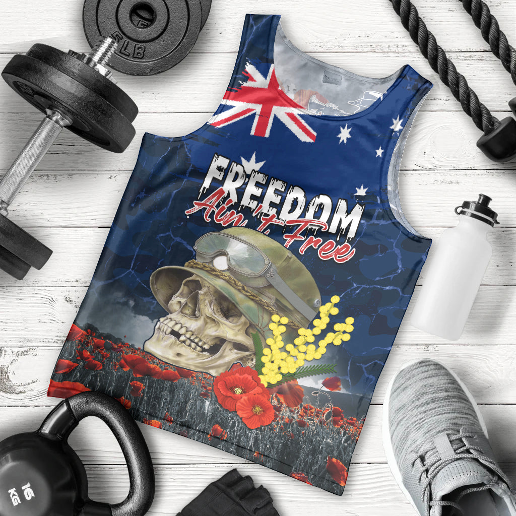 Australia ANZAC Day Men Tank Top Freedom Ain't Free LT05 - Vibe Hoodie Shop
