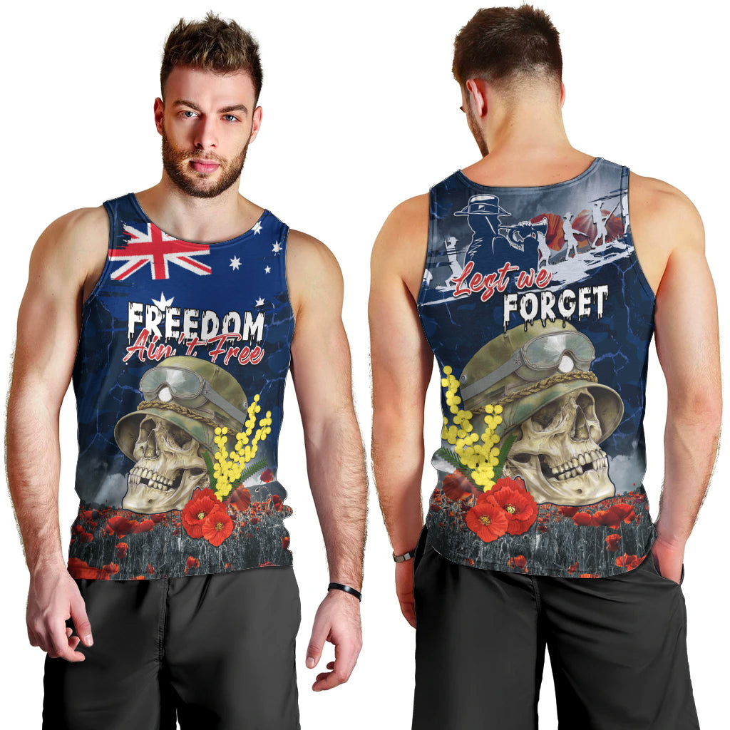 Australia ANZAC Day Men Tank Top Freedom Ain't Free LT05 - Vibe Hoodie Shop