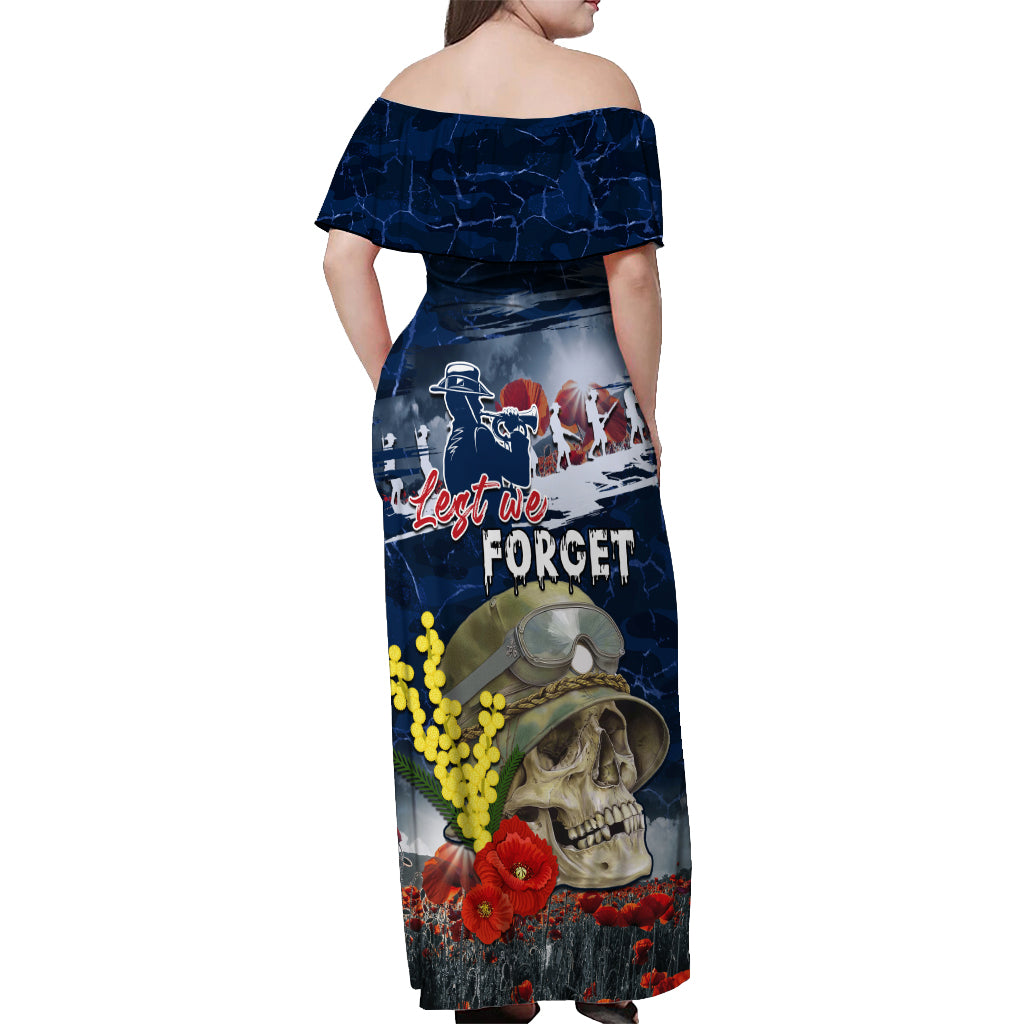 Australia ANZAC Day Off Shoulder Maxi Dress Freedom Ain't Free