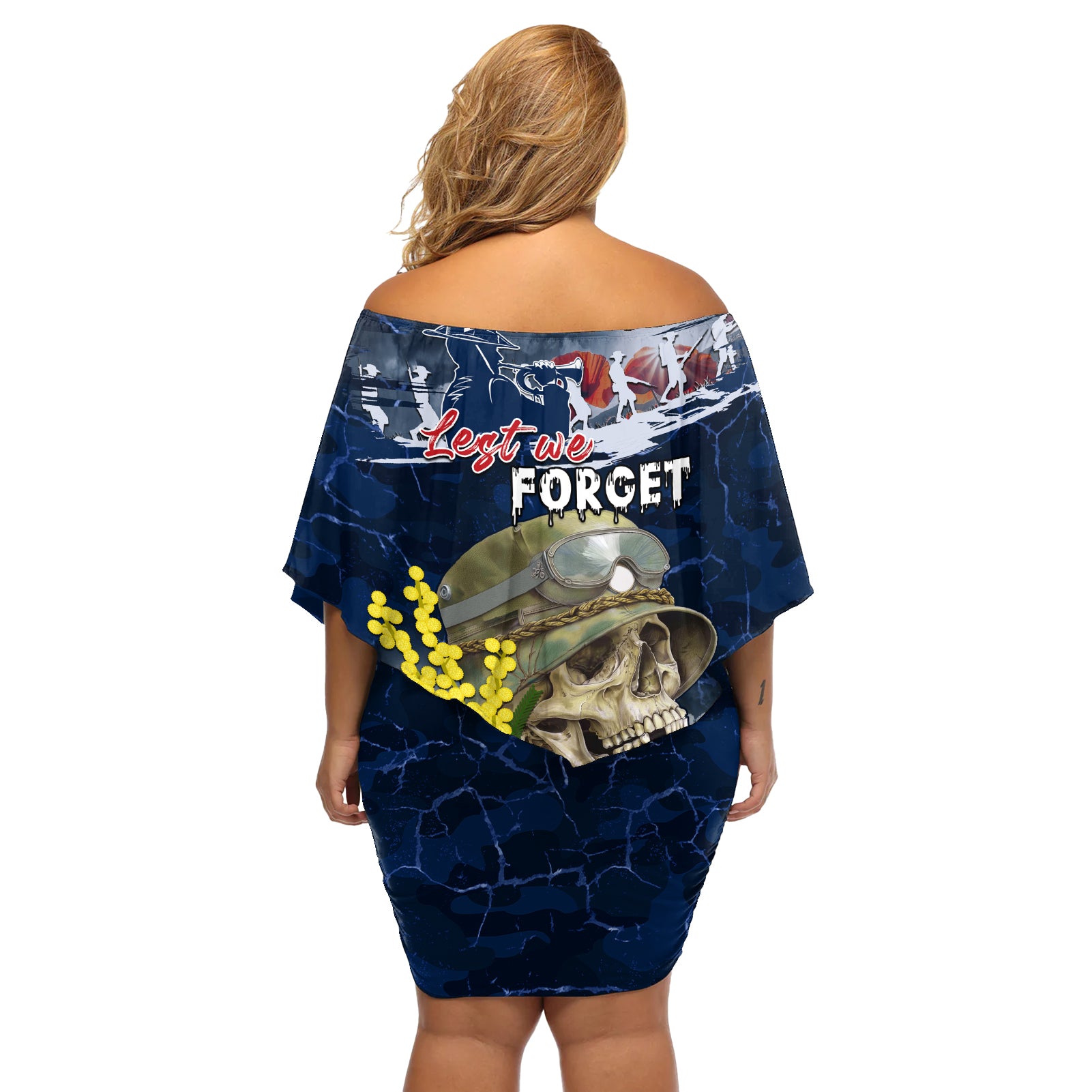 Australia ANZAC Day Off Shoulder Short Dress Freedom Ain't Free