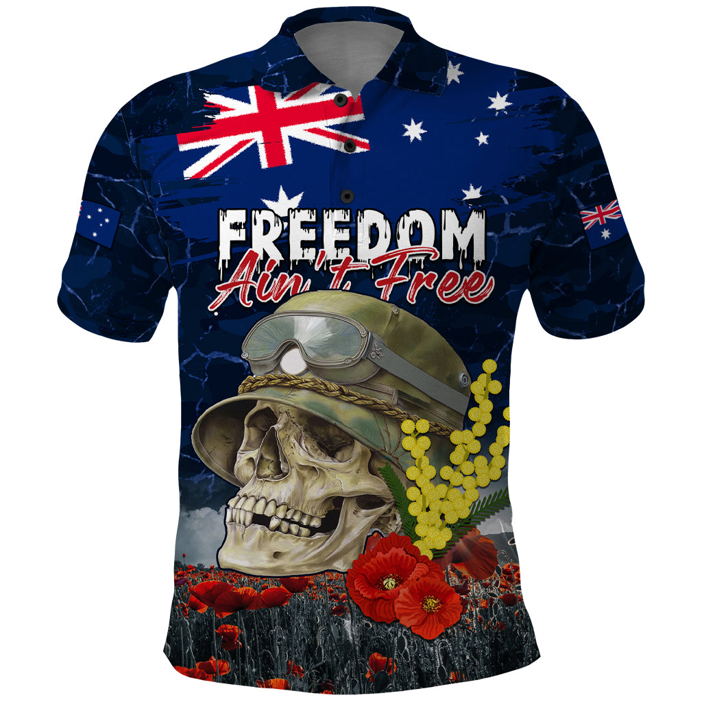 Australia ANZAC Day Polo Shirt Freedom Ain't Free LT05 - Vibe Hoodie Shop