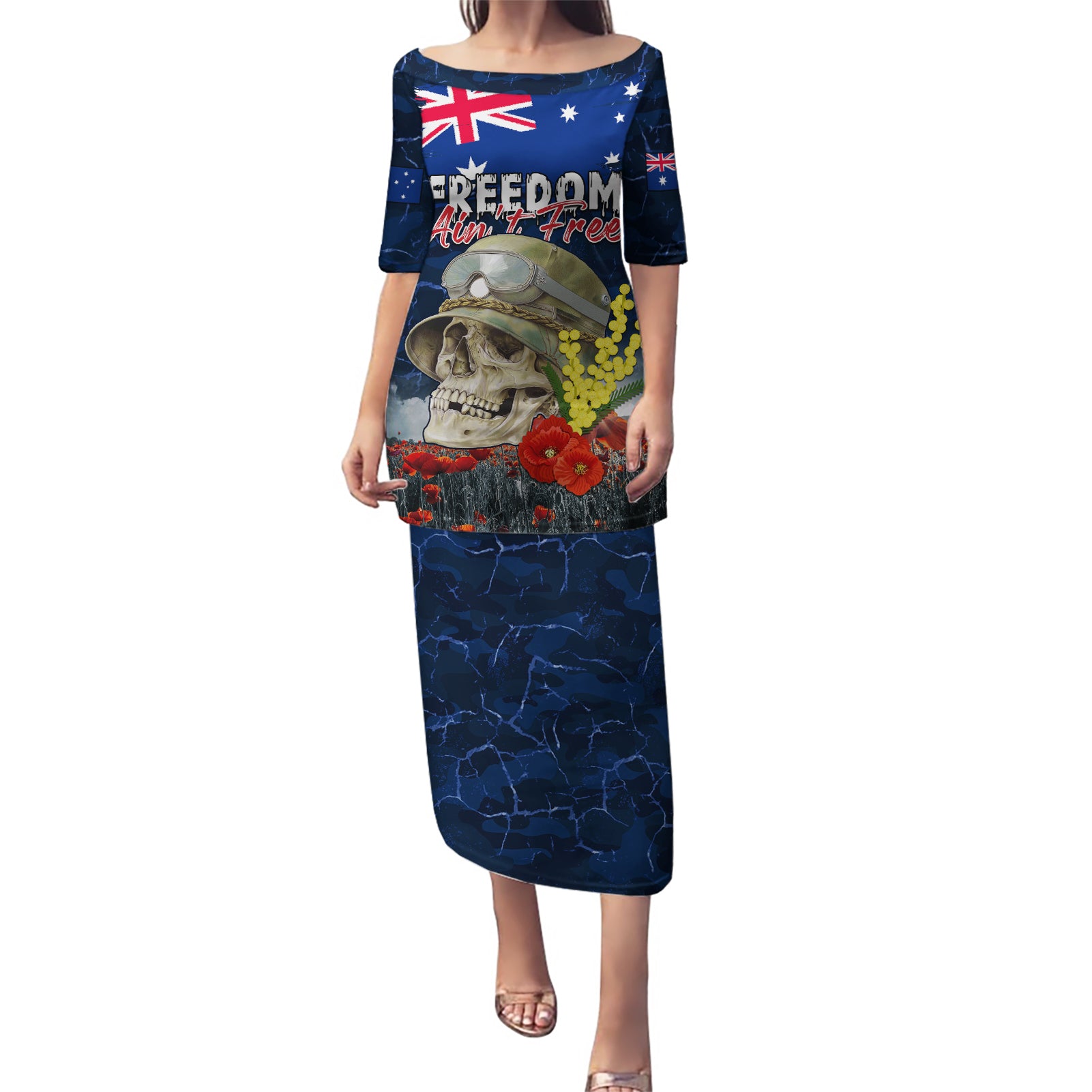 Australia ANZAC Day Puletasi Freedom Ain't Free