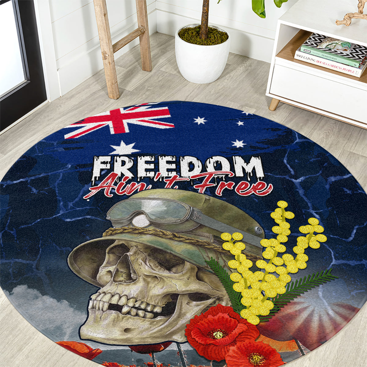 Australia ANZAC Day Round Carpet Freedom Ain't Free
