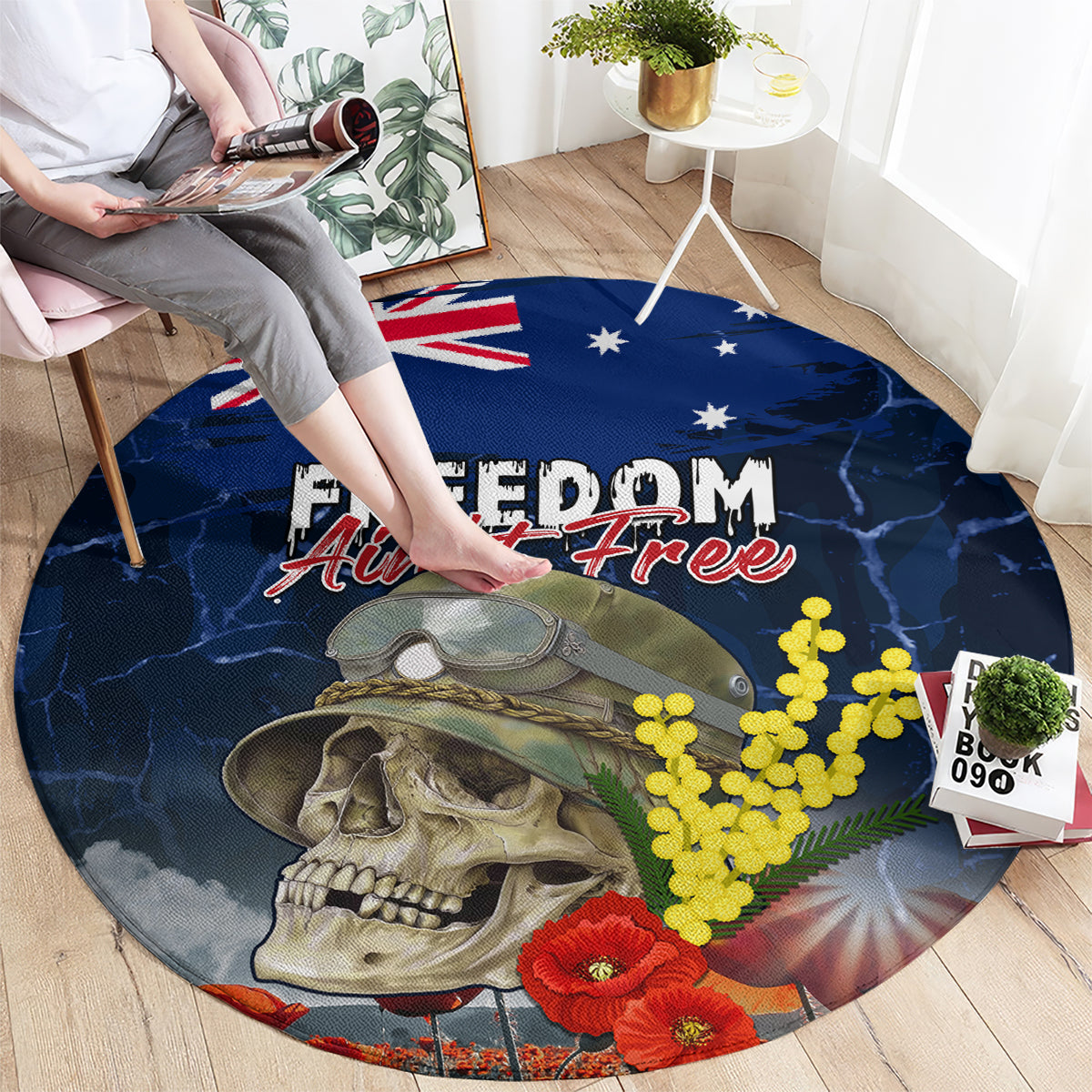 Australia ANZAC Day Round Carpet Freedom Ain't Free