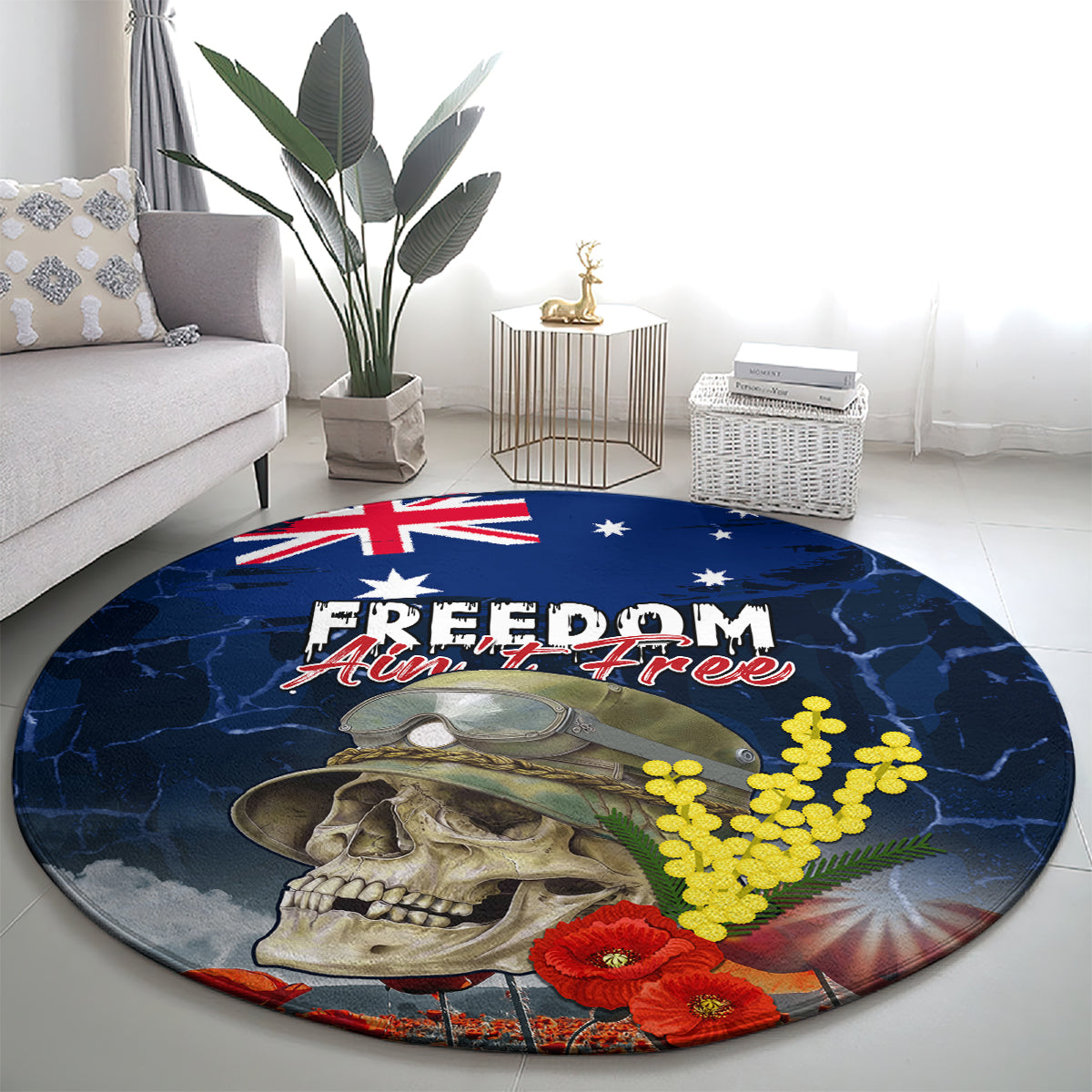 Australia ANZAC Day Round Carpet Freedom Ain't Free
