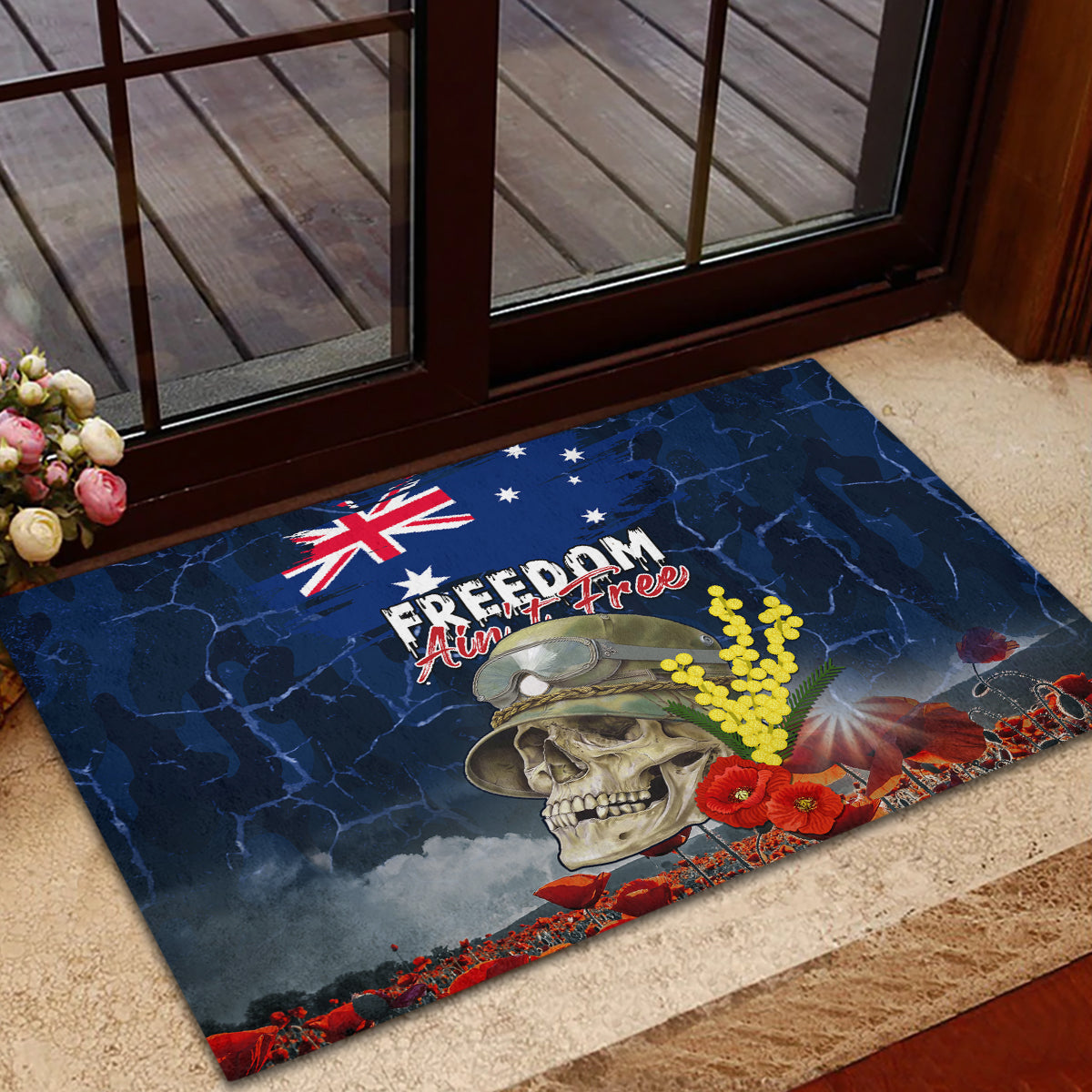 Australia ANZAC Day Rubber Doormat Freedom Ain't Free