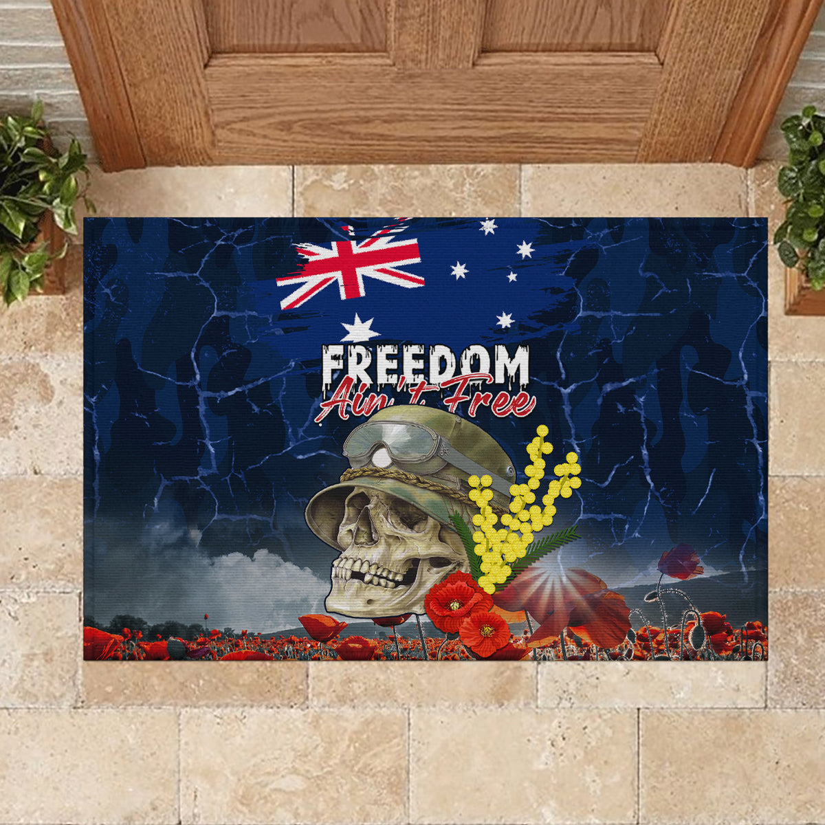 Australia ANZAC Day Rubber Doormat Freedom Ain't Free