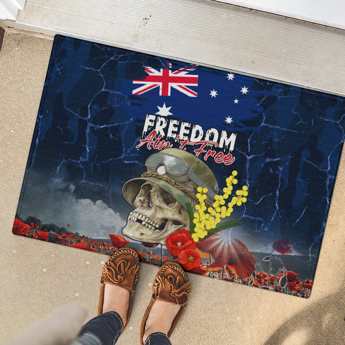 Australia ANZAC Day Rubber Doormat Freedom Ain't Free