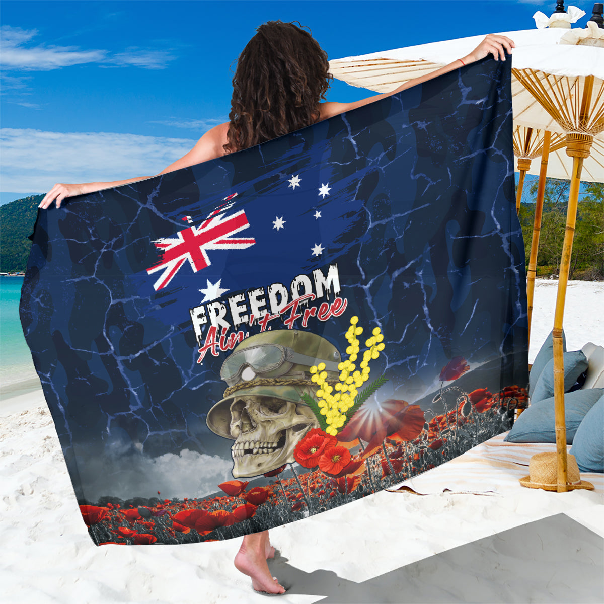 Australia ANZAC Day Sarong Freedom Ain't Free LT05 - Vibe Hoodie Shop