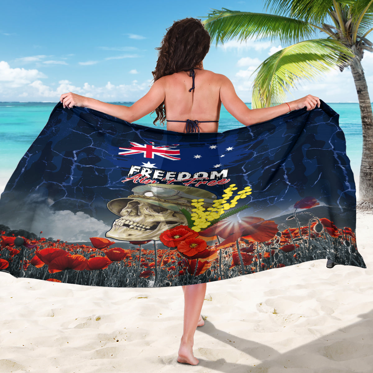 Australia ANZAC Day Sarong Freedom Ain't Free LT05 - Vibe Hoodie Shop