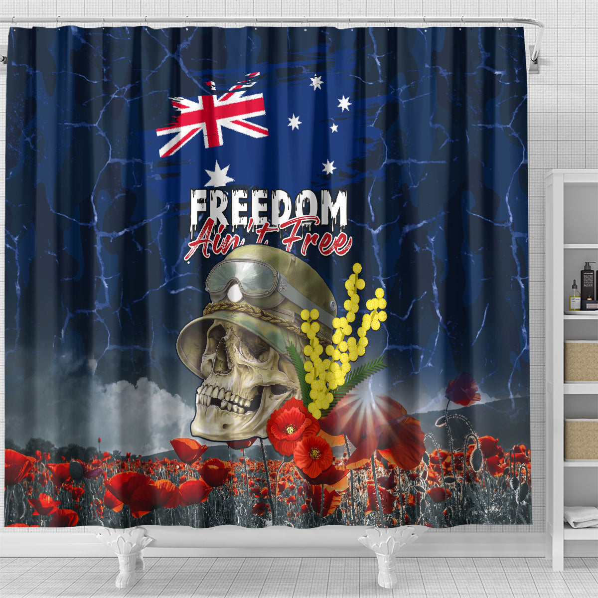Australia ANZAC Day Shower Curtain Freedom Ain't Free