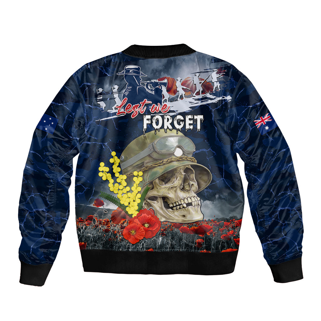 Australia ANZAC Day Sleeve Zip Bomber Jacket Freedom Ain't Free