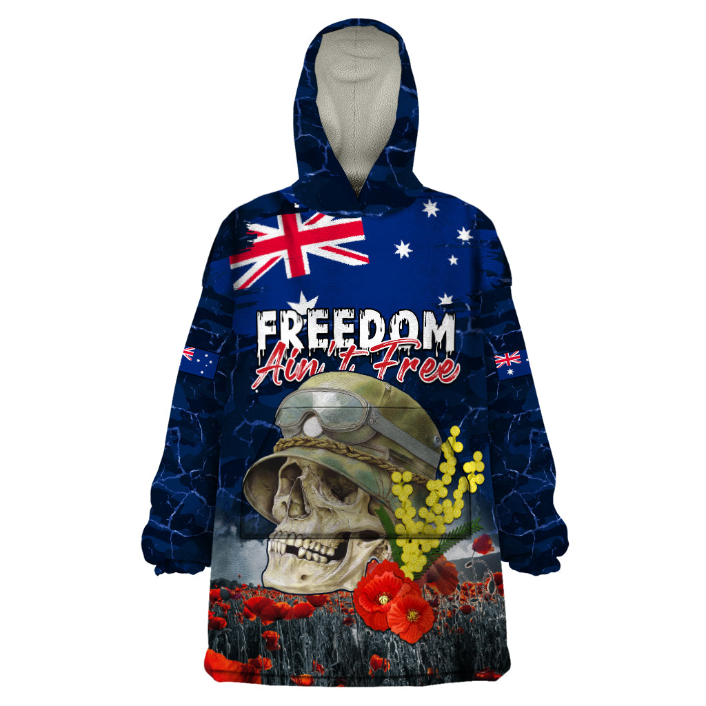 Australia ANZAC Day Wearable Blanket Hoodie Freedom Ain't Free LT05 - Vibe Hoodie Shop