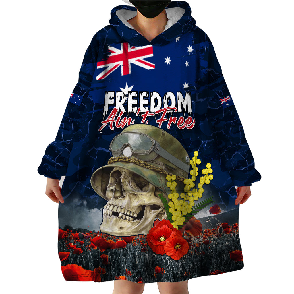 Australia ANZAC Day Wearable Blanket Hoodie Freedom Ain't Free LT05 - Vibe Hoodie Shop