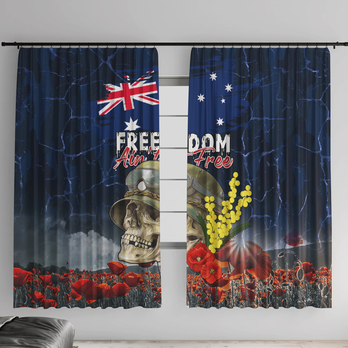 Australia ANZAC Day Window Curtain Freedom Ain't Free