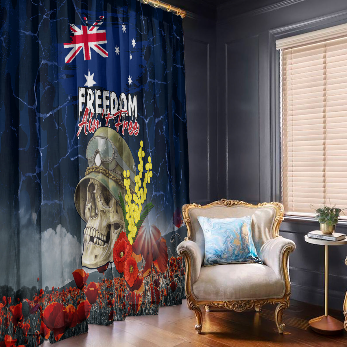 Australia ANZAC Day Window Curtain Freedom Ain't Free