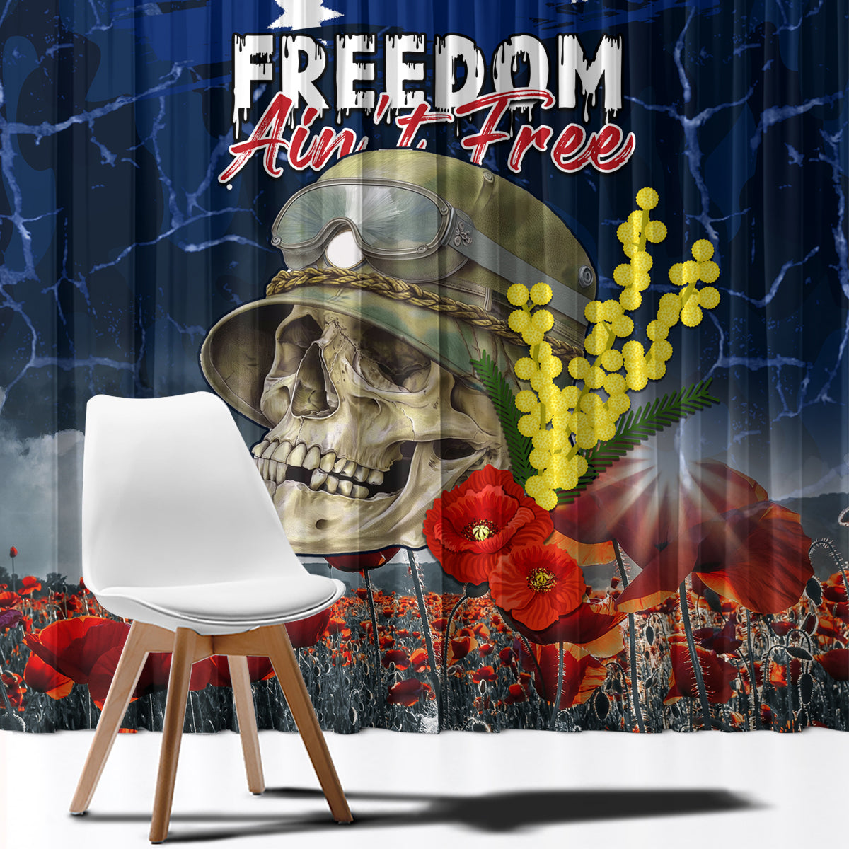 Australia ANZAC Day Window Curtain Freedom Ain't Free