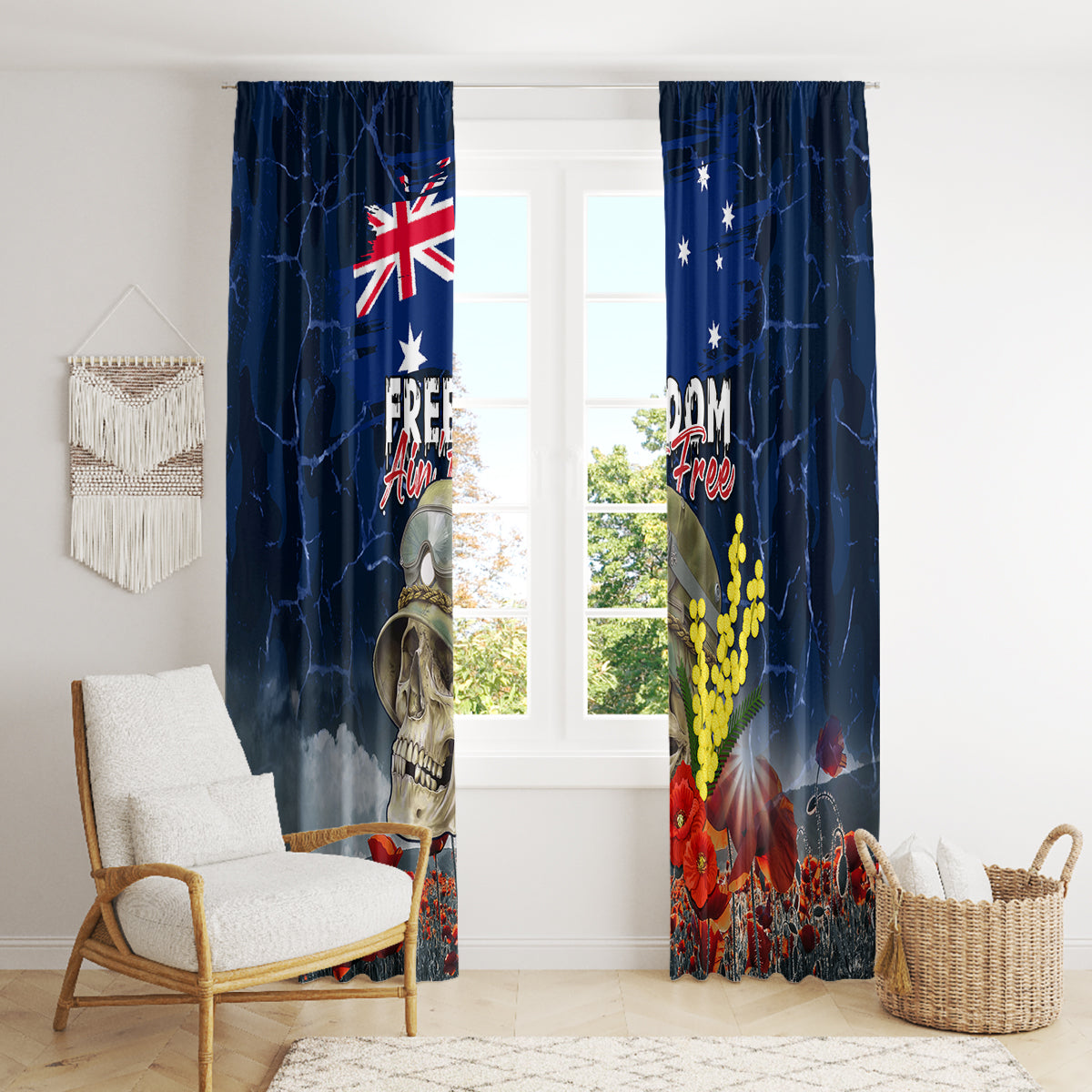 Australia ANZAC Day Window Curtain Freedom Ain't Free
