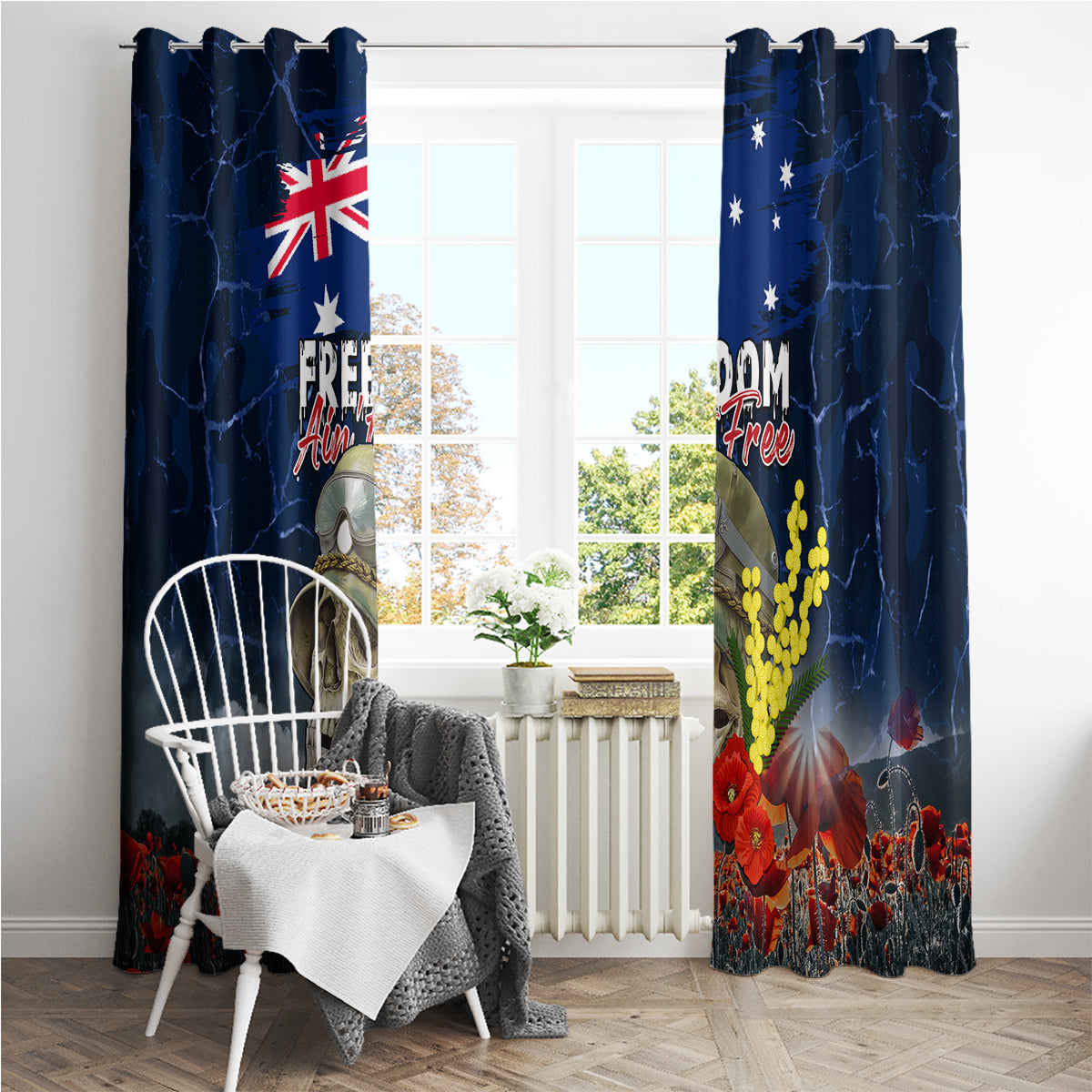 Australia ANZAC Day Window Curtain Freedom Ain't Free