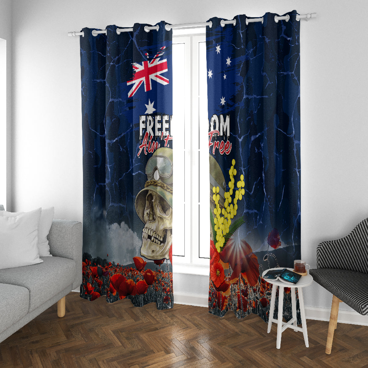 Australia ANZAC Day Window Curtain Freedom Ain't Free