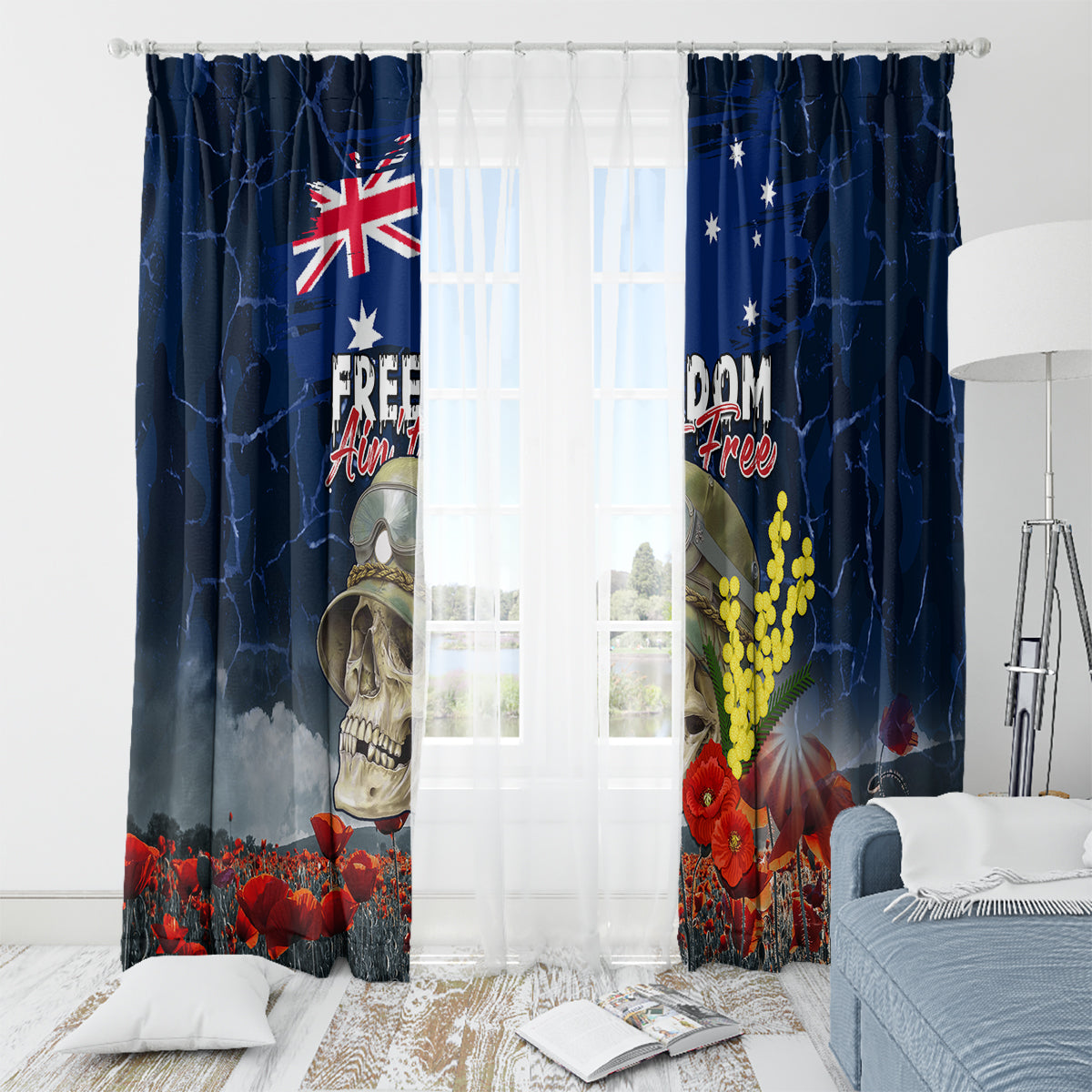 Australia ANZAC Day Window Curtain Freedom Ain't Free