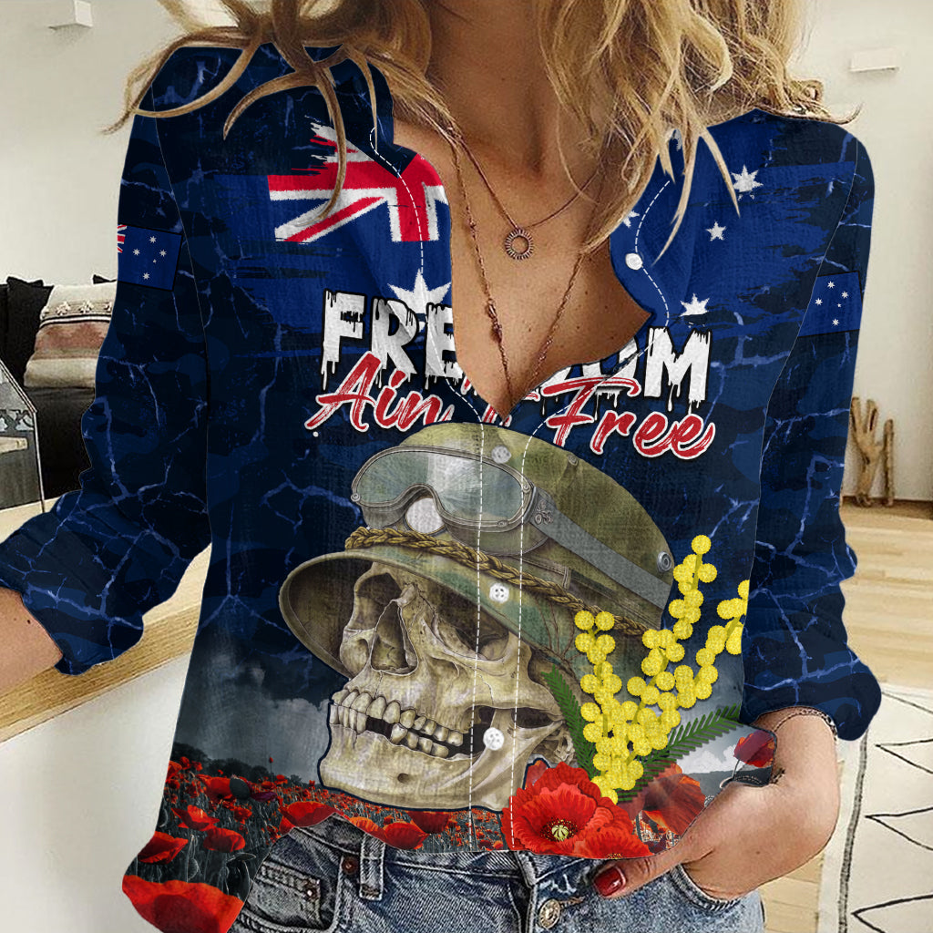 Australia ANZAC Day Women Casual Shirt Freedom Ain't Free LT05 - Vibe Hoodie Shop