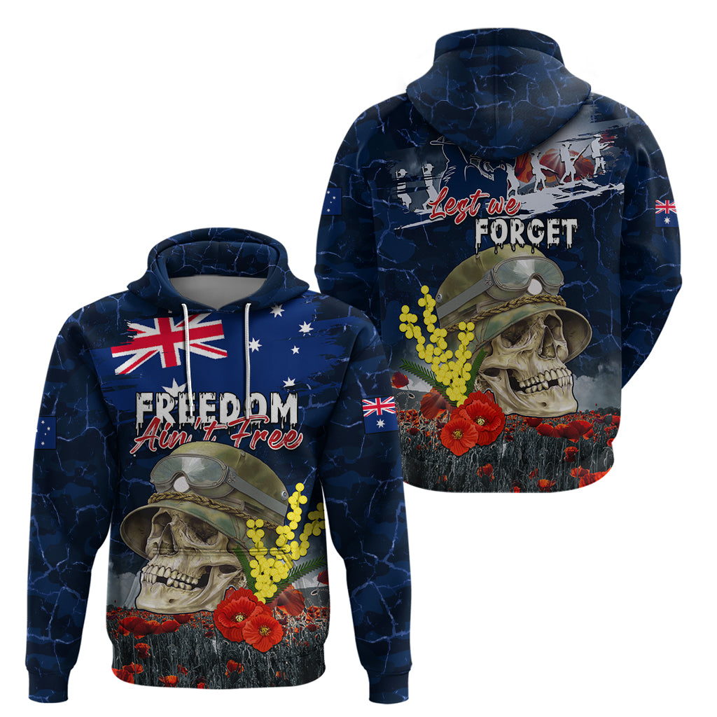 Australia ANZAC Day Zip Hoodie Freedom Ain't Free LT05 - Vibe Hoodie Shop