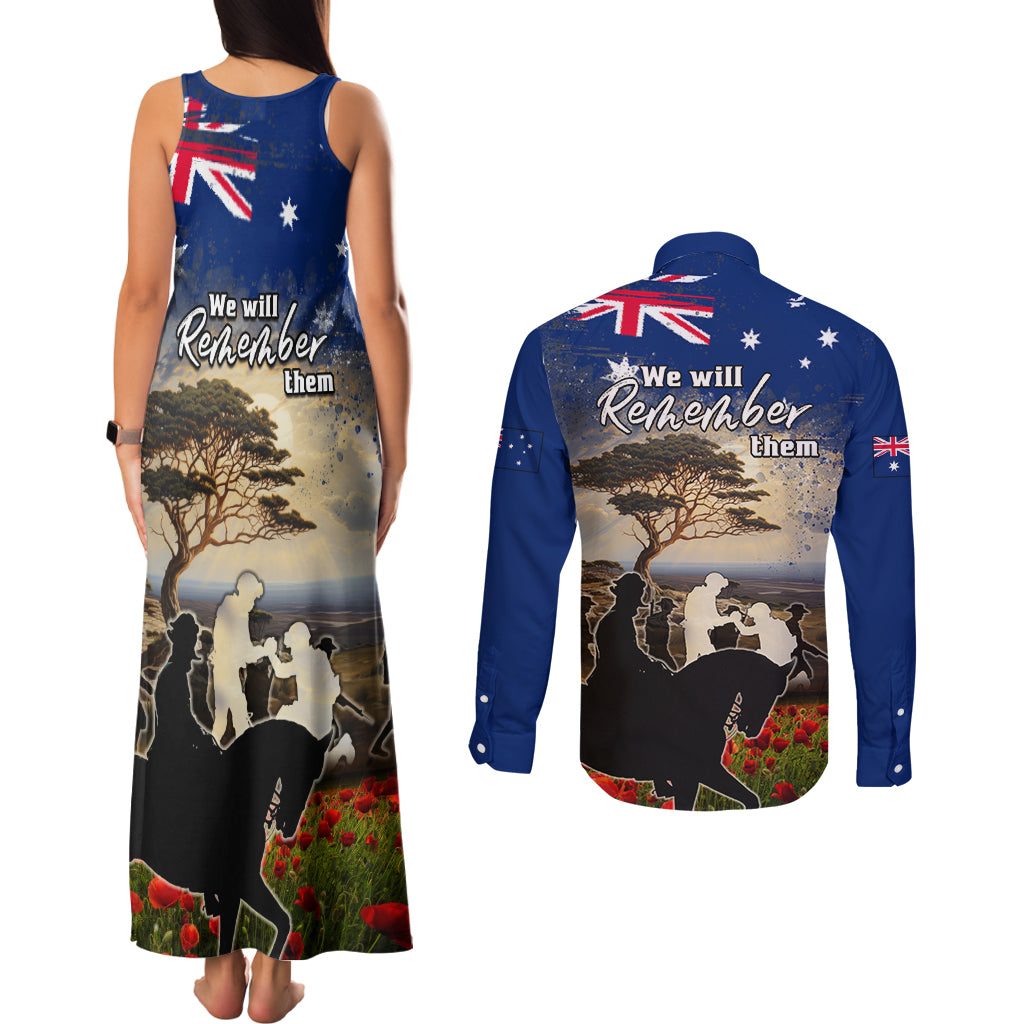 Australia ANZAC Day Couples Matching Tank Maxi Dress and Long Sleeve Button Shirt The Lonesome Pine