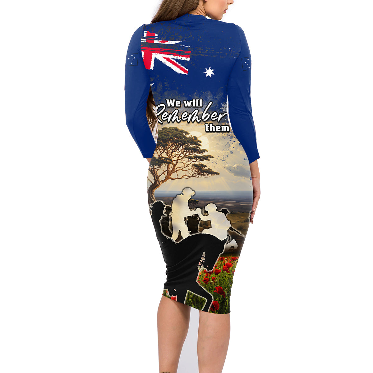 Australia ANZAC Day Family Matching Long Sleeve Bodycon Dress and Hawaiian Shirt The Lonesome Pine