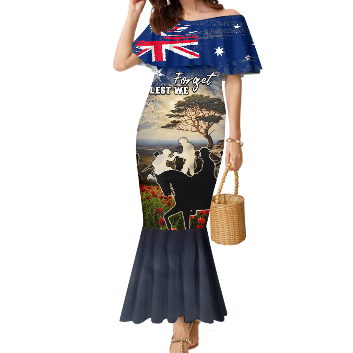 Australia ANZAC Day Family Matching Mermaid Dress and Hawaiian Shirt The Lonesome Pine
