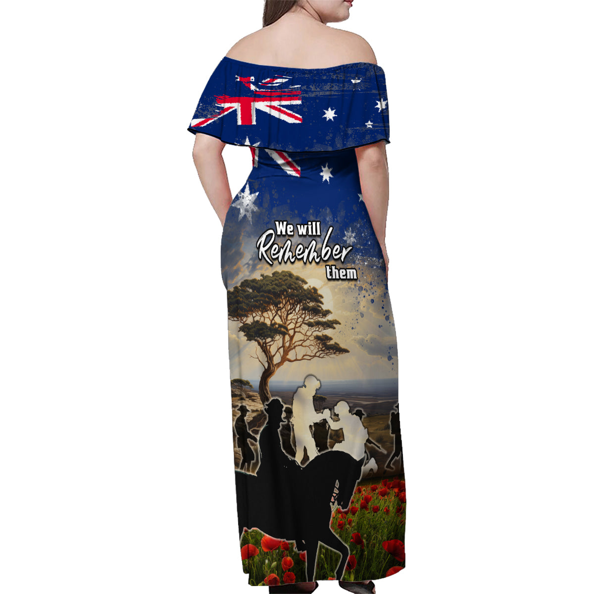 Australia ANZAC Day Family Matching Off Shoulder Maxi Dress and Hawaiian Shirt The Lonesome Pine